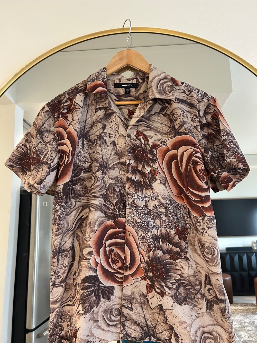 Nobody Denim Brown Floral Short-Sleeve Button-Down Shirt